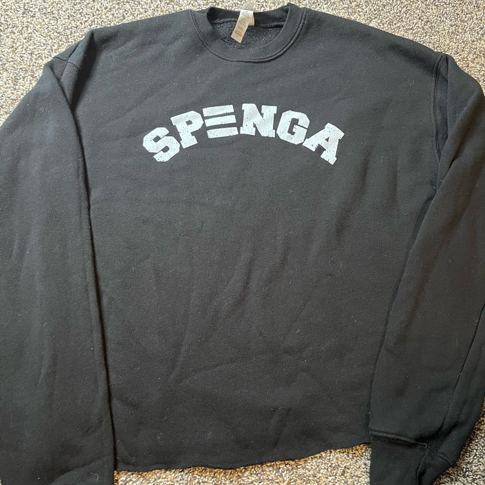 Black Crop Crew neck - SPENGA logo - size small.